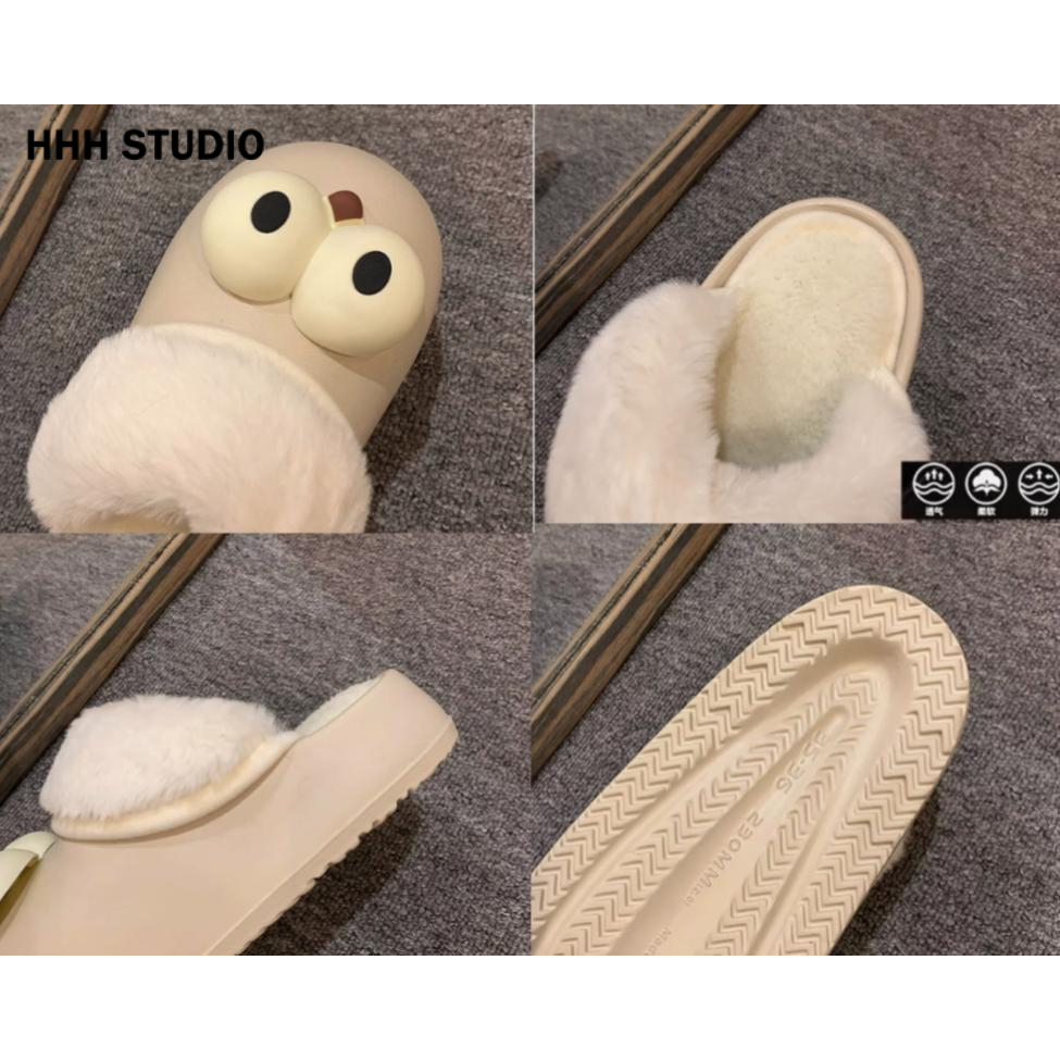HHH Dép bông Dép Lông dép bánh mì nữ đi trong nhà ĐẾ CAO SU FDL23B01XM 44Z231103