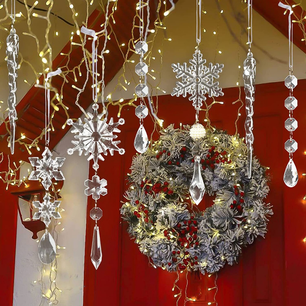 Hoa Tuyết Trong Suốt Trang Trí Cây Thông Noel