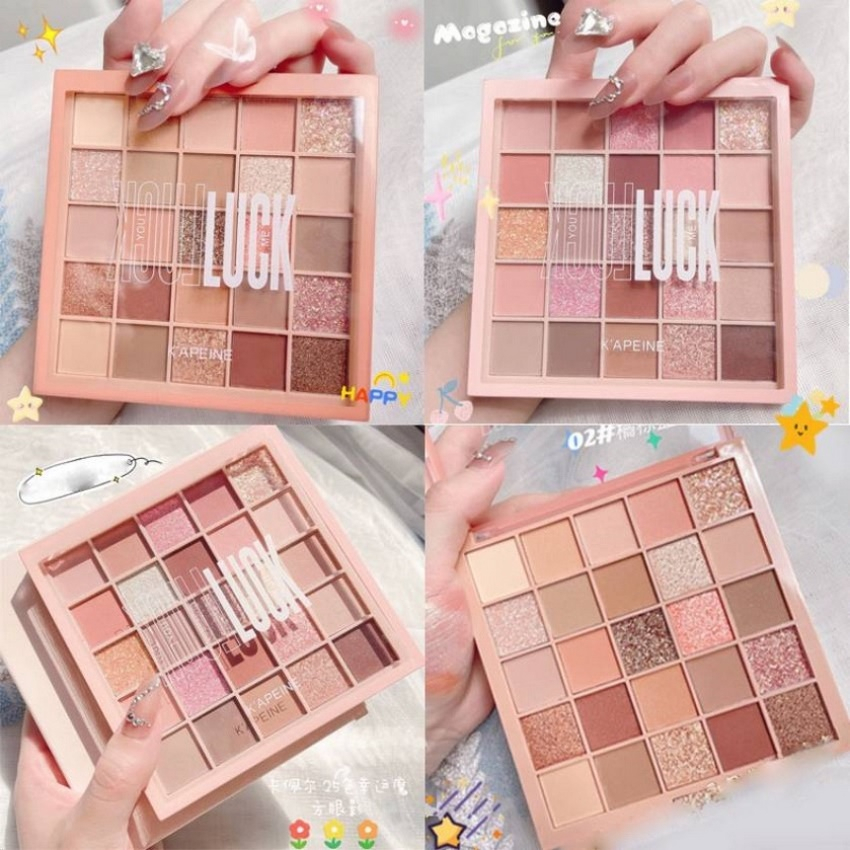 Bảng Phấn Mắt Derf 25 Màu Lì Và Ánh Nhũ Kết Hợp Trang Điểm Lâu Trôi