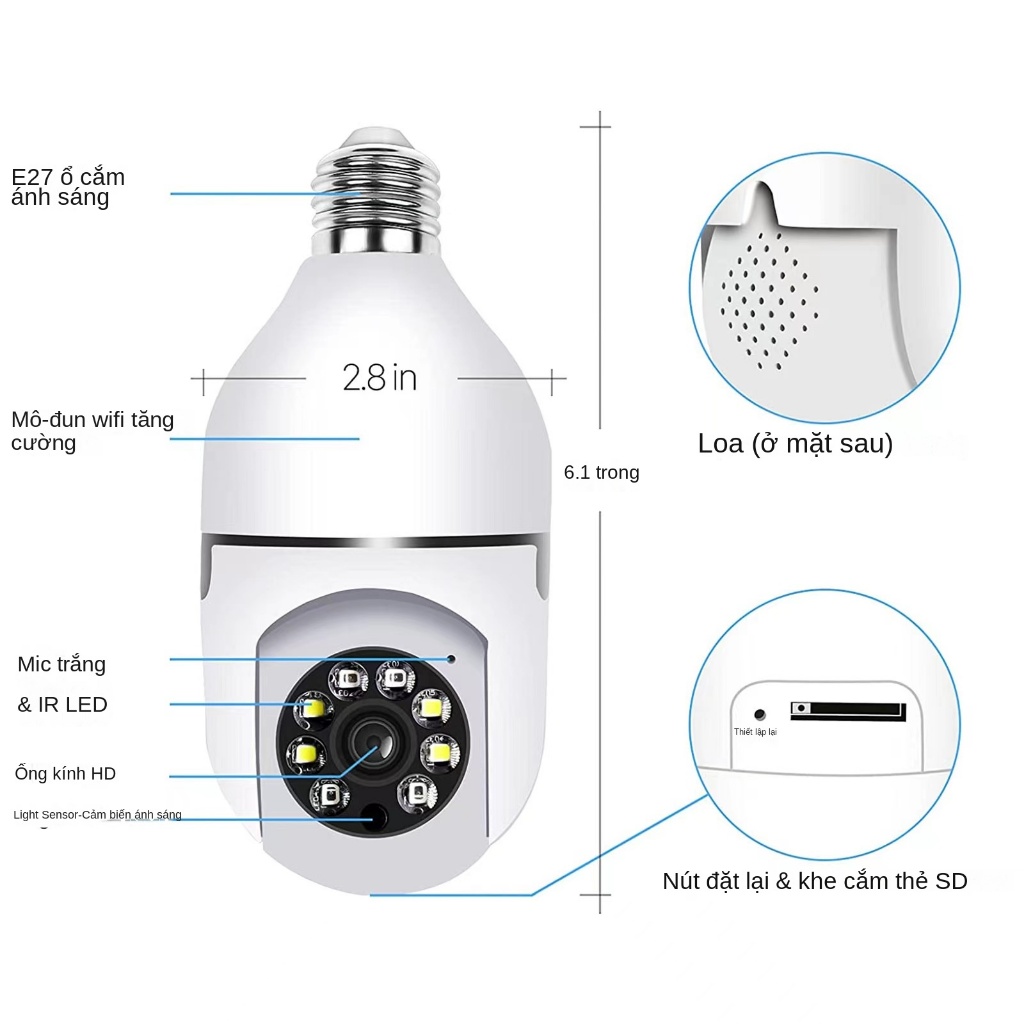 Chuông Báo Chuyển Động Tầm Nhìn Ban Đêm Có Đèn Và Giá Đỡ Điện Từ full color intercom 1080p hd