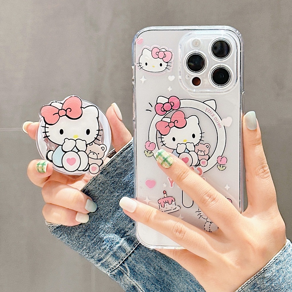 Ốp Điện Thoại Có Giá Đỡ Từ Tính Hình Mèo kitty Cho iphone 15 11 12 13 14 pro max i15