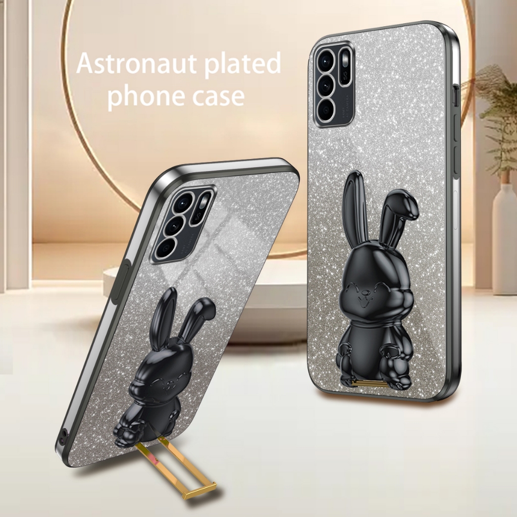 Ốp Điện Thoại Silicon Màu gradient Có Giá Đỡ Hình Thỏ Cho oppo reno 6 6z 5 5g reno 5f 4f 2f 2 4 4g