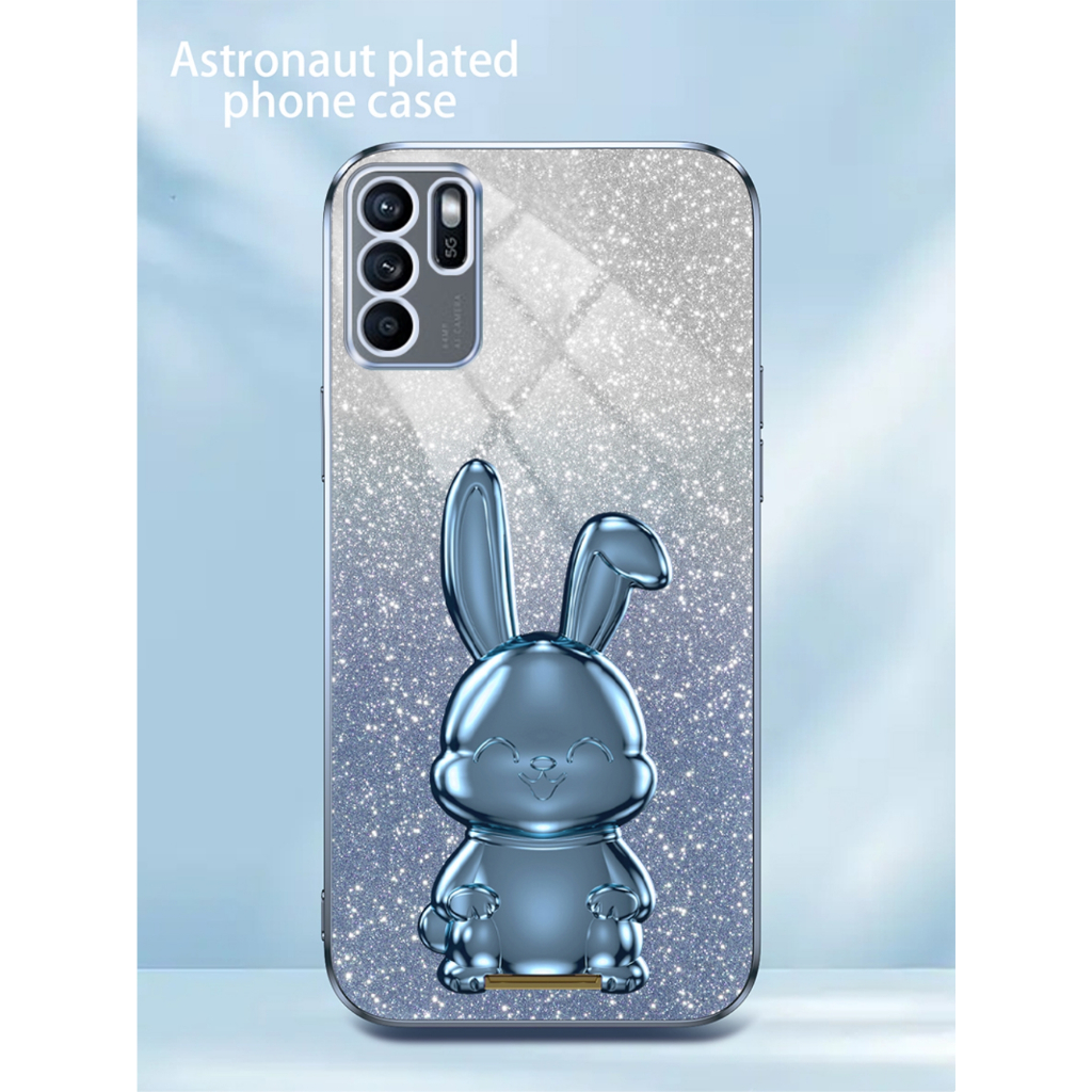 Ốp Điện Thoại Silicon Màu gradient Có Giá Đỡ Hình Thỏ Cho oppo reno 6 6z 5 5g reno 5f 4f 2f 2 4 4g