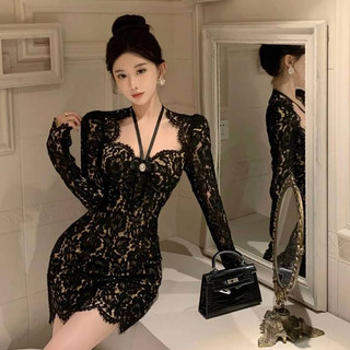 Đầm Dự Tiệc Hai Dây Ôm Dáng Co Giãn Màu Đen Phong Cách Hàn Quốc Cho Nữ
