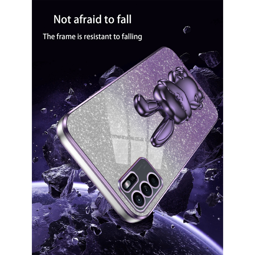 Ốp Điện Thoại Silicon Màu gradient Có Giá Đỡ Hình Thỏ Cho oppo reno 6 6z 5 5g reno 5f 4f 2f 2 4 4g