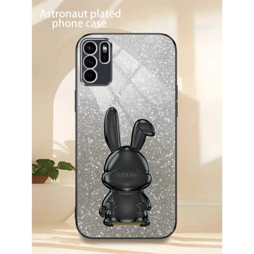 Ốp Điện Thoại Silicon Màu gradient Có Giá Đỡ Hình Thỏ Cho oppo reno 6 6z 5 5g reno 5f 4f 2f 2 4 4g