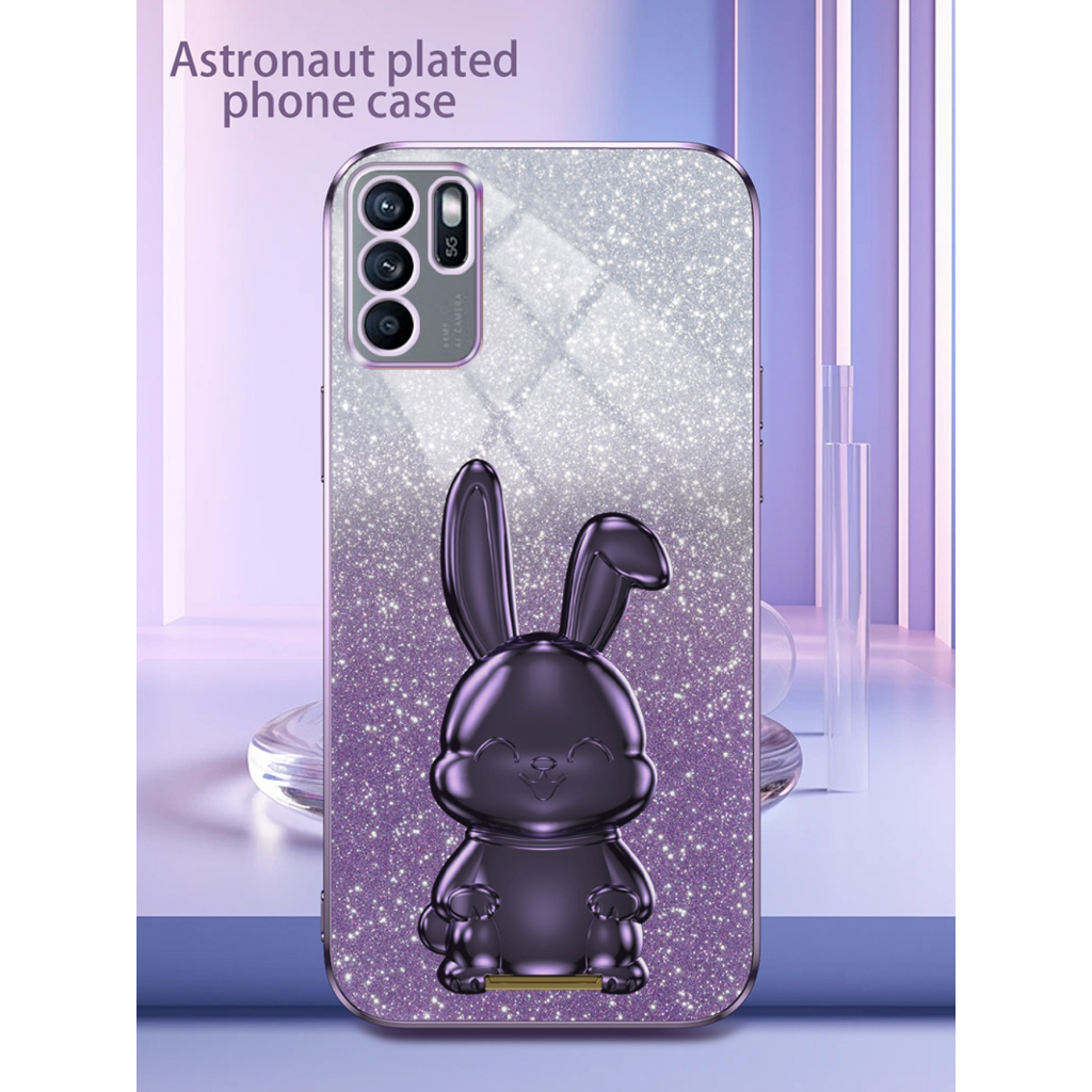 Ốp Điện Thoại Silicon Màu gradient Có Giá Đỡ Hình Thỏ Cho oppo reno 6 6z 5 5g reno 5f 4f 2f 2 4 4g