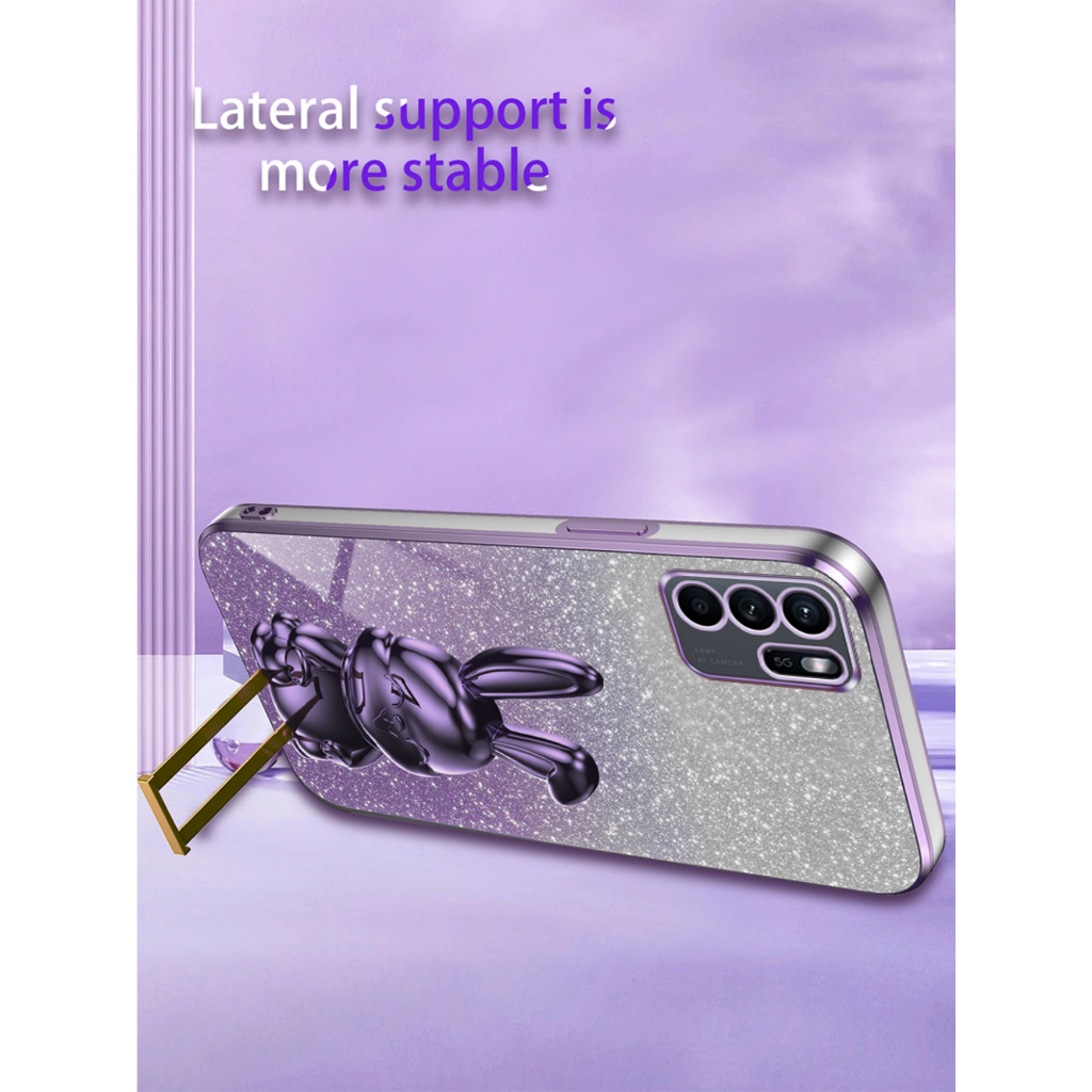 Ốp Điện Thoại Silicon Màu gradient Có Giá Đỡ Hình Thỏ Cho oppo reno 6 6z 5 5g reno 5f 4f 2f 2 4 4g