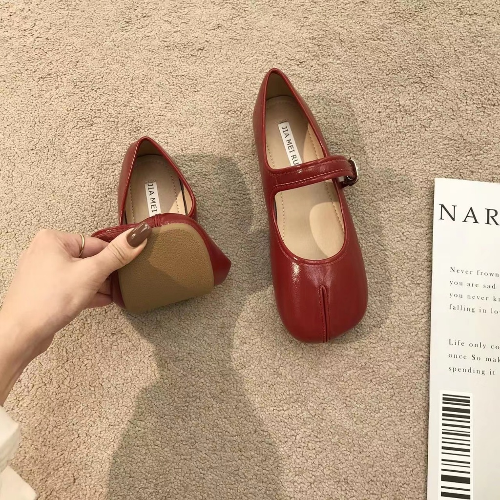 Giày nữ đế bệt mềm phong cách Mary Jane phong cách retro thời trang xuân hè 2022