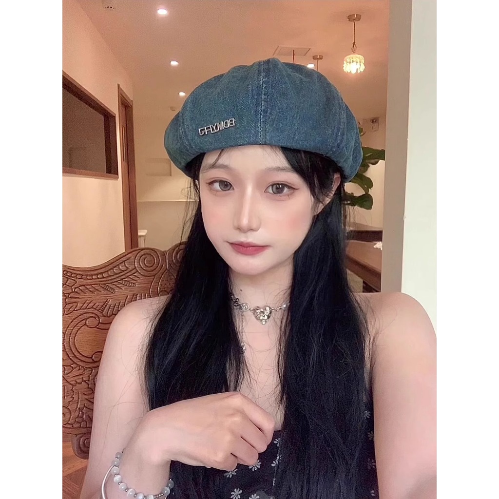 Mũ Beret Denim Phong Cách Hàn Quốc Thời Trang Mùa Hè Cho Nữ