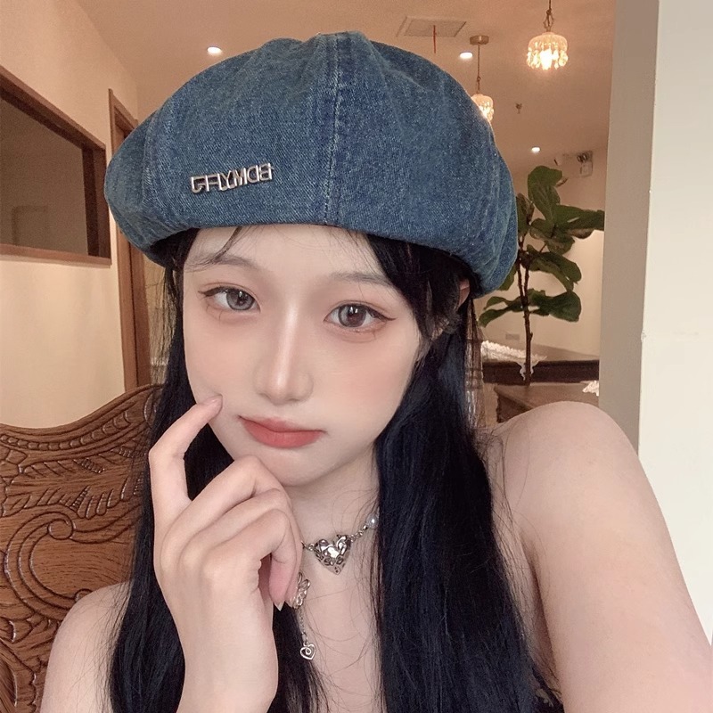 Mũ Beret Denim Phong Cách Hàn Quốc Thời Trang Mùa Hè Cho Nữ