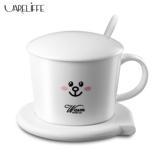 Uareliffe USB Sưởi Coaster Bộ Với Gốm Sứ Cốc Thìa Cốc Ấm 55 Độ Nhiệt Độ Không Đổi Ly Mini Thảm Làm Nóng Cà Phê Sữa Ấm Pad Cho Văn Phòng Tại Nhà