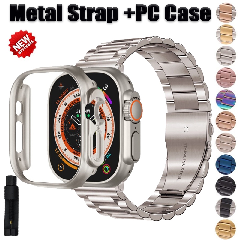 Bộ Dây Đeo Bằng Thép Không Gỉ + Ốp Bảo Vệ Cho Đồng Hồ Thông Minh iwatch ultra 49 45 44 42 41 40mm series 9 8 7 6 5 4 3 2 1