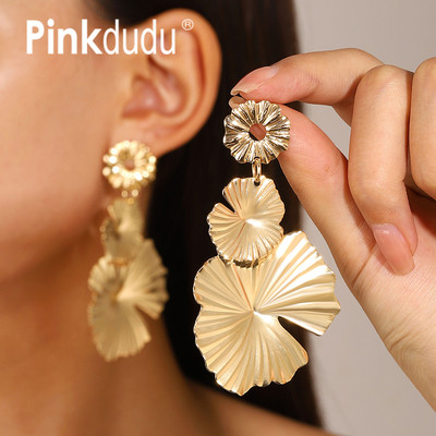 Pinkdudu Bông Tai Dáng Dài Hình Cánh Hoa Phong Cách vintage Bằng Hợp Kim pd1728