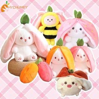 Hyc humey gấu bông con thỏ cosplay 2 trong 1 màu - bunny bông cao cấp gấu bông thú nhồi bông hình thỏ dâu và cà rốt