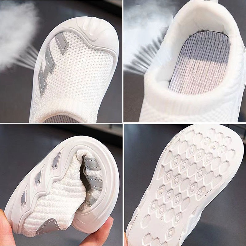 SUGE Giày Thể Thao Đen Trắng Phối Lưới Thoáng Khí Thoải Mái Thời Trang Cho Bé