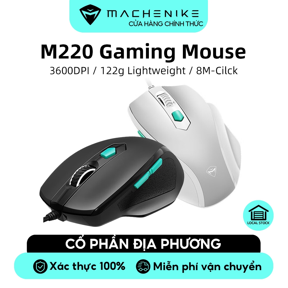 Machenike M220 Chuột chơi game có dây 3600 DPI LED Backlit Lightweight Design Mouse