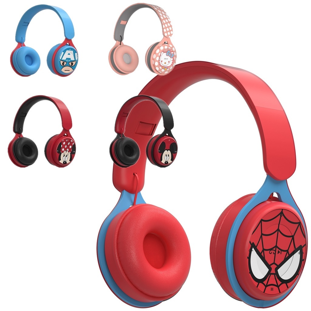 Tai nghe trẻ em Bluetooth không dây Disney Marvel có micrô Nguyên thủy / Người nhện / Captain America / Chuột Mickey