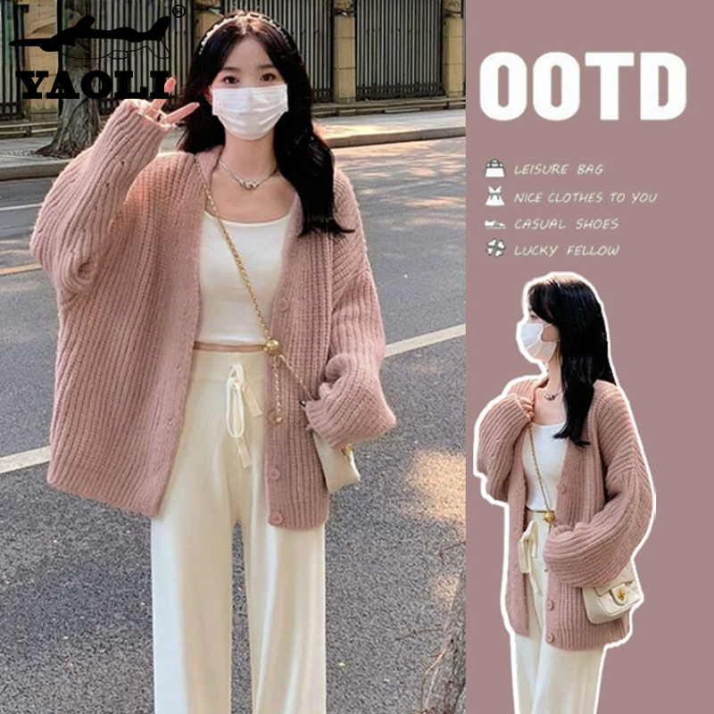 YAOLI Áo Khoác cardigan Dệt Kim Phong Cách Mới Cho Nữ