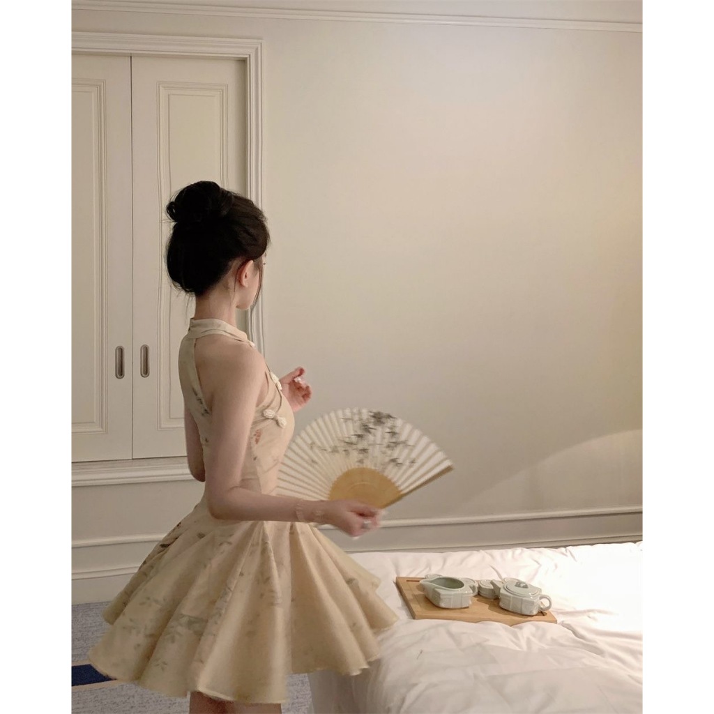 Đầm Ngắn Không Tay Dáng Chữ a Phong Cách Trung Hoa Cổ Điển Thời Trang Mùa Hè Hàng Mới Dành Cho Bạn Nữ