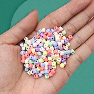 Set 200 hạt cườm vuông acrylic 4mm tự xỏ vòng tay thời trang