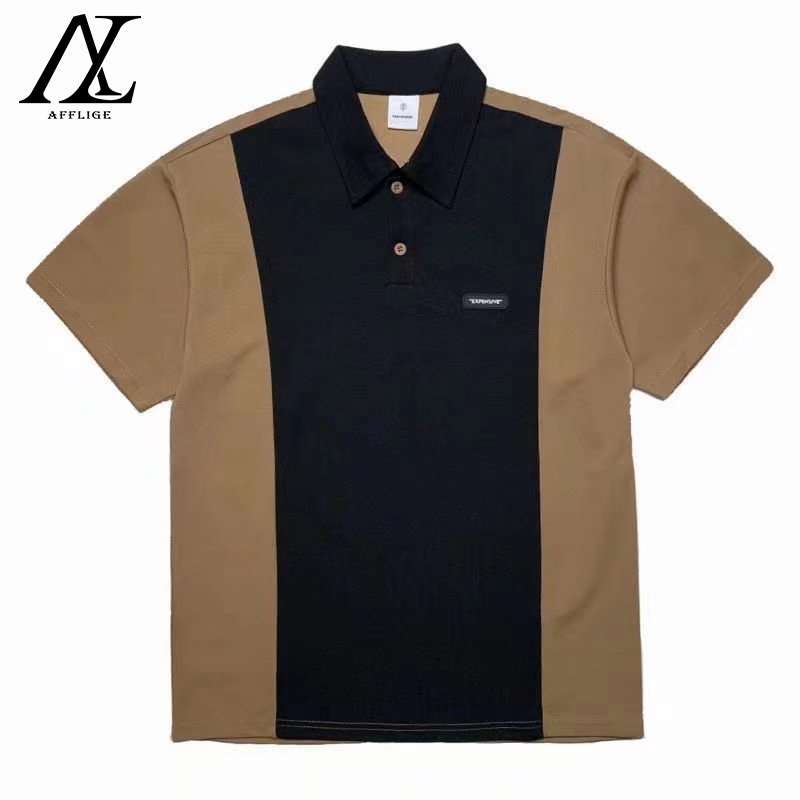 ♞Aff LIGA♞ Áo polo Mỏng Dáng Rộng Tay Lửng Phối Nút Thời Trang Mùa Hè 2023 Cho Nam Cổ Bẻ Thun Basic Cộc Tay Chất Cotton Co Dãn Thoáng Mát Phong Cách Trẻ Trung Thời Trang