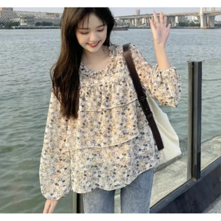 Áo Sơ Mi Voan Hoa Tay Dài Thời Trang Dành Cho Nữ / Size S-XXL