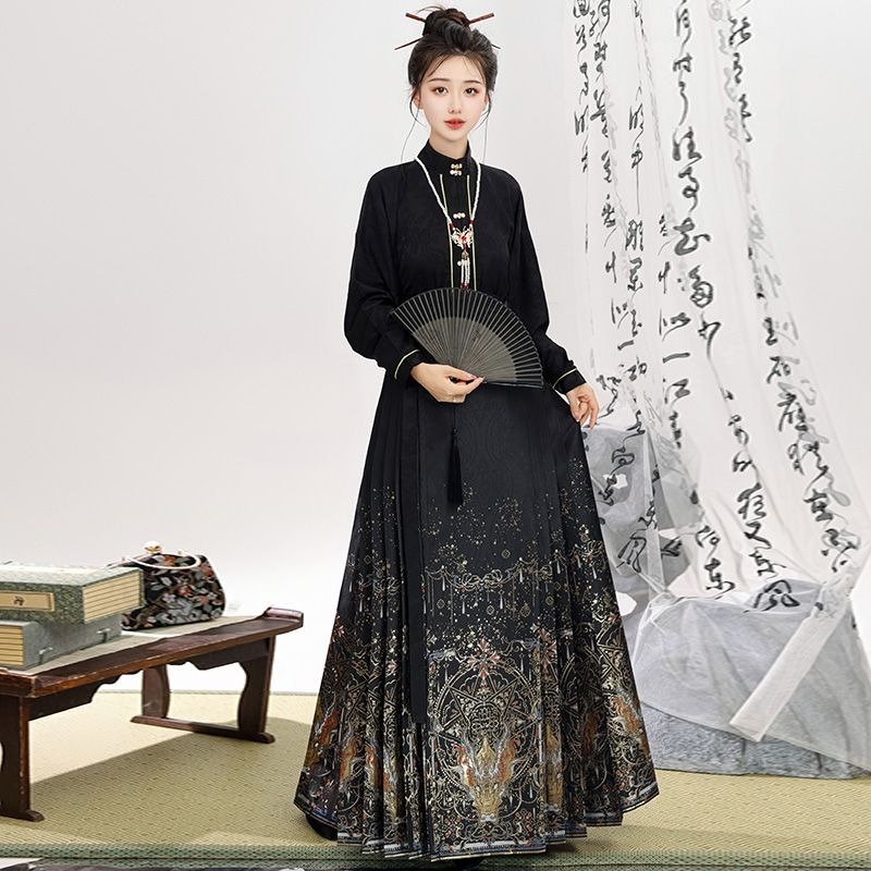 Váy Hán Phục Truyền Thống Bằng Vải Nhung Dày Dệt Hoa Mặt Ngựa Trang Điểm Mùa Đông Truyền Thống Chính Hãng ming made May Cho Nữ