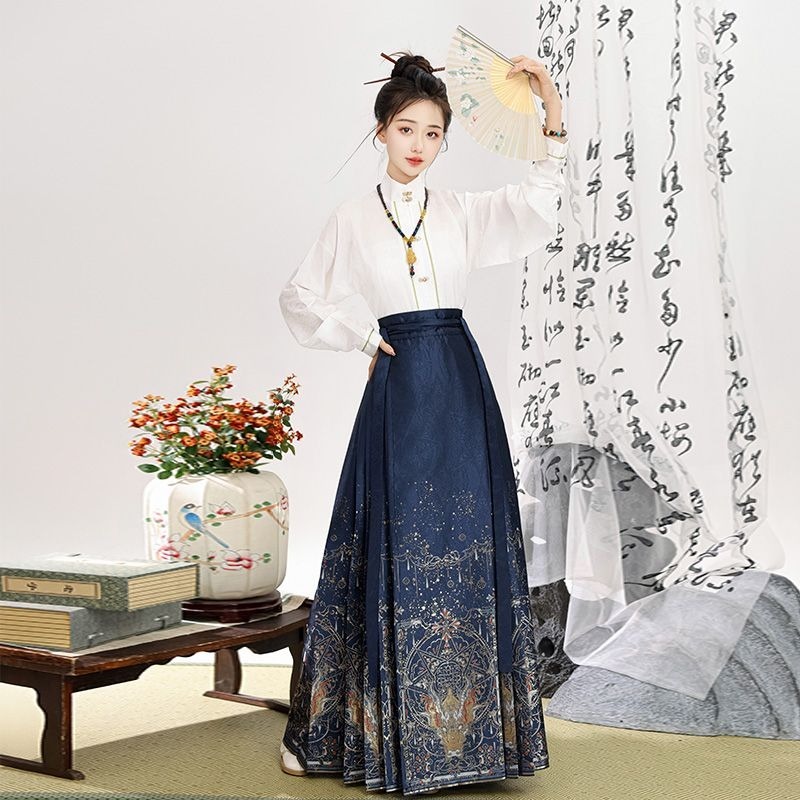 Váy Hán Phục Truyền Thống Bằng Vải Nhung Dày Dệt Hoa Mặt Ngựa Trang Điểm Mùa Đông Truyền Thống Chính Hãng ming made May Cho Nữ