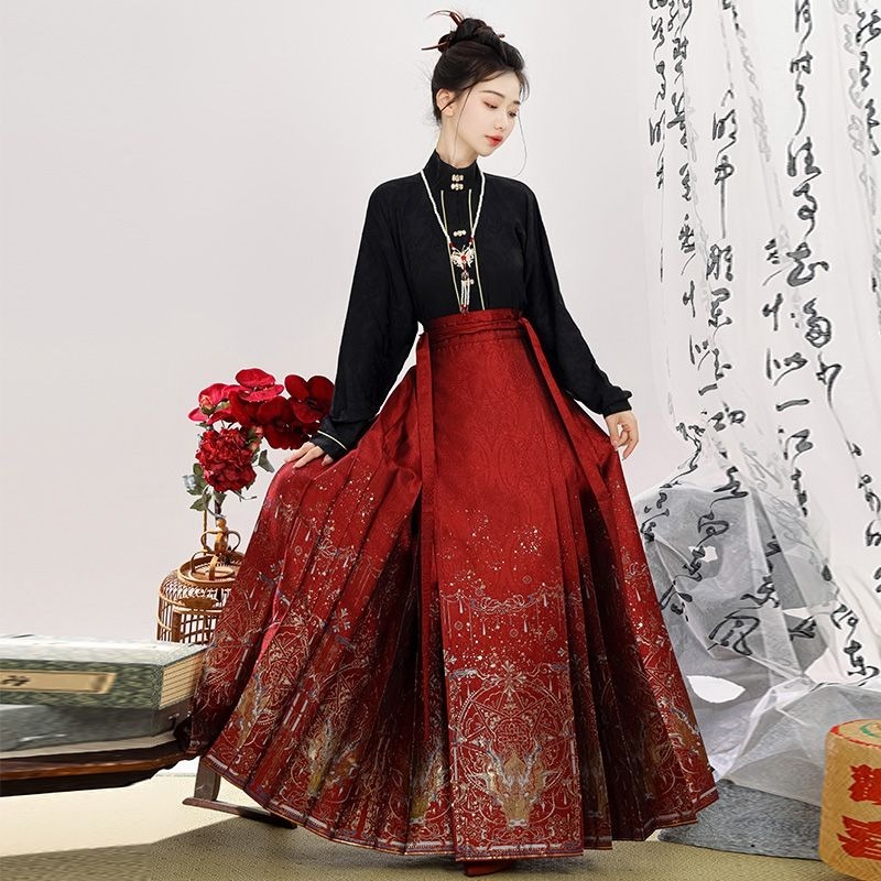 Váy Hán Phục Truyền Thống Bằng Vải Nhung Dày Dệt Hoa Mặt Ngựa Trang Điểm Mùa Đông Truyền Thống Chính Hãng ming made May Cho Nữ