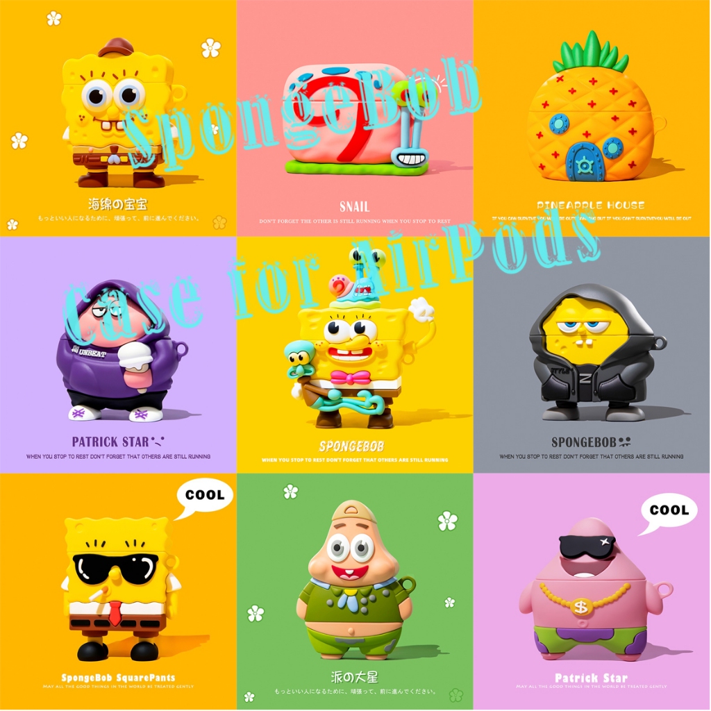 Cartoon SpongeBob Headphone Case for AirPods3gen case Cool Patrick Star Headphone Case 2021 New for AirPods3 Headphone Case Compatible with AirPodsPro case AirPods2gen case