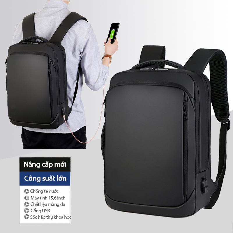 Thời Trang Ba Lô Đựng Laptop 15.6-inch Chống Thấm Nước Dành Cho Nam cặp da đi học