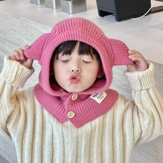 Mũ Len Một Mảnh Màu Trơn Giữ Ấm Tai Gấu Thời Trang Thu Đông Cho Bé Trai Và Gái