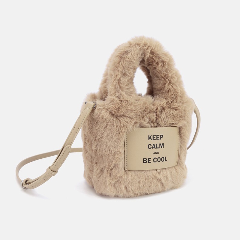 CYRUS WORLD Túi Xách Lông Nhung In Chữ Dễ Thương Xinh Xắn Hợp Thời Trang