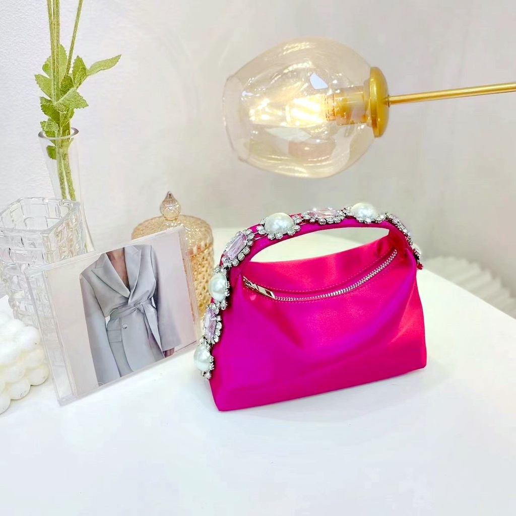 Thời trang nữ lụa tote túi đá quý xử lý bên túi xách đám cưới