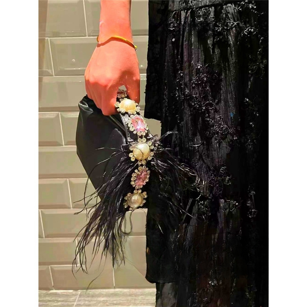 Thời trang nữ lụa tote túi đá quý xử lý bên túi xách đám cưới