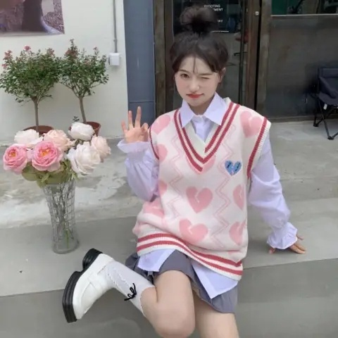 🌻 áo croptop tay dài  cardigan Áo Khoác Len Cardigan Không Tay Phong Cách Preppy Thời Trang Thu Đông Mới 2022