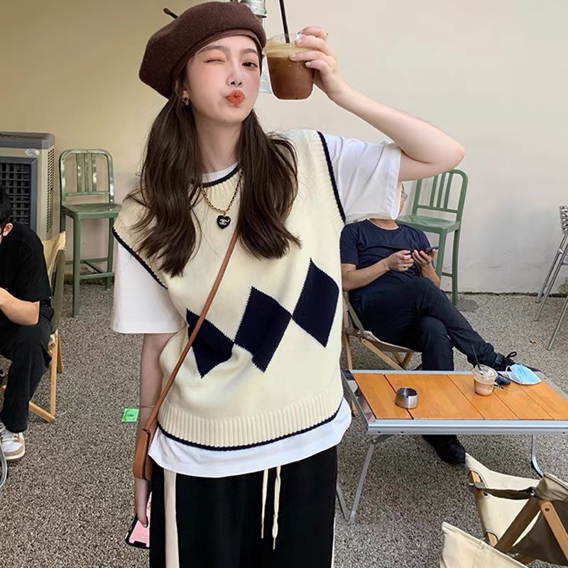 🌻 áo croptop tay dài  cardigan Áo Khoác Len Cardigan Không Tay Phong Cách Preppy Thời Trang Thu Đông Mới 2022