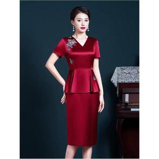 Đầm Tay Ngắn Cổ Chữ v Eo Cao Thêu Hoa Thời Trang Mùa Hè Dành Cho Nữ