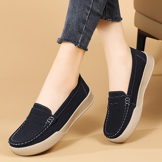 Giày Lười Da Lộn Đế Mềm Thời Trang Cho Nữ