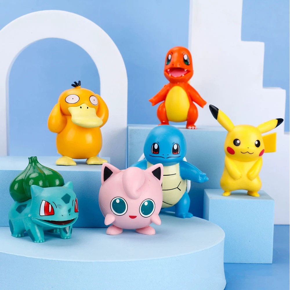 6 Cái/bộ Đồ Chơi Pokemon Pikachu Charmander Bulbasaur Squirtle Nhựa PVC Pokemon Pocket Monster Doll