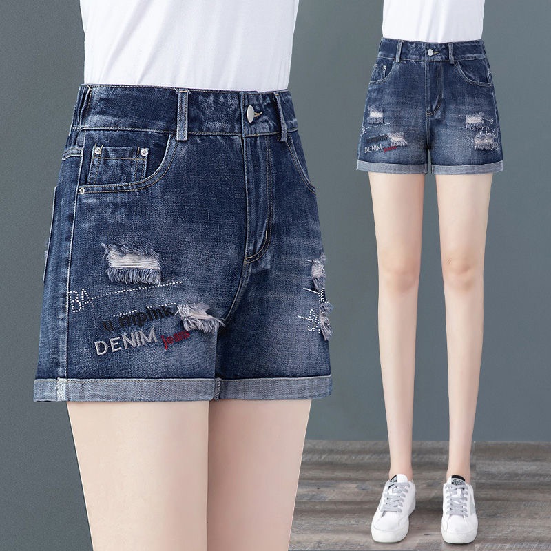 Quần Short denim Lưng Cao Dáng Chữ a Ống Rộng Thời Trang Mùa Hè 2023 Cho Nữ