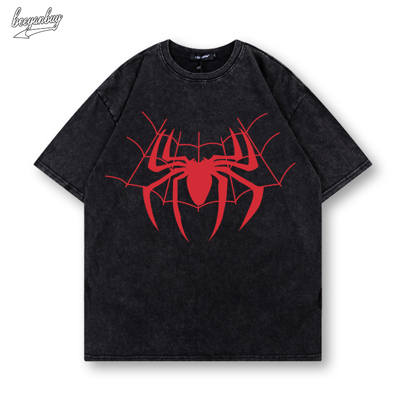 Áo phông nam wash BEEYANBUY áo thun thời trang spider man basic unisex ulzzang 100% cotton-Y0544