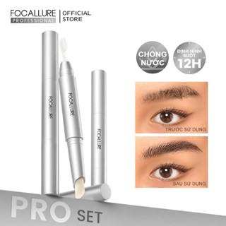 Set bút chì kẻ lông mày FOCALLURE 2 trong 1 dạng sáp trọng lượng nhẹ không dính