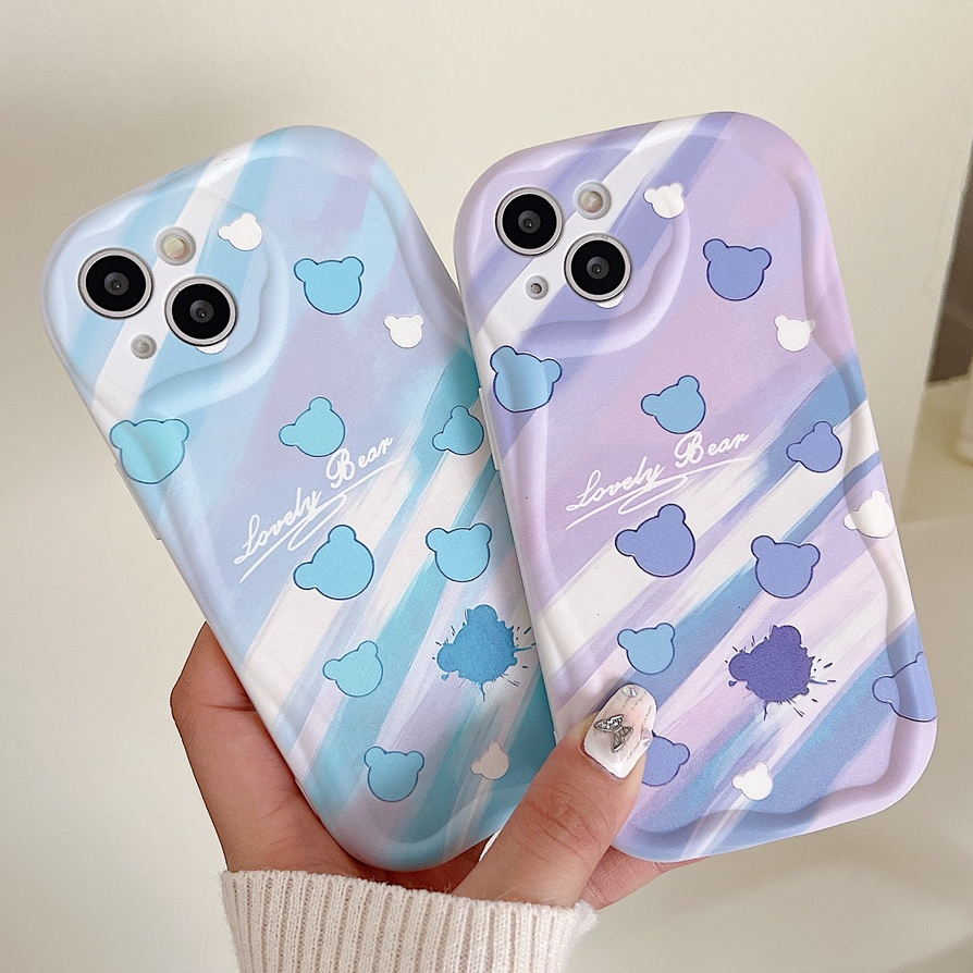 Ốp lưng Vivo V29e V29 V25 V25e V27e V23 V23e V21 V20 V15 V9 S1 Pro cartoon Little Bear obliquity pattern Wave Edge soft phone case