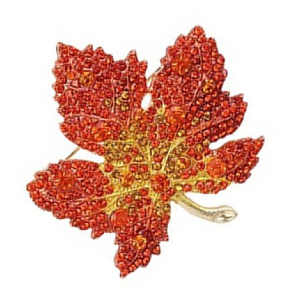 Ghim Cài Áo Hình Lá Phong Đính Đá Nhân Tạo Thời Trang Cho Nữ