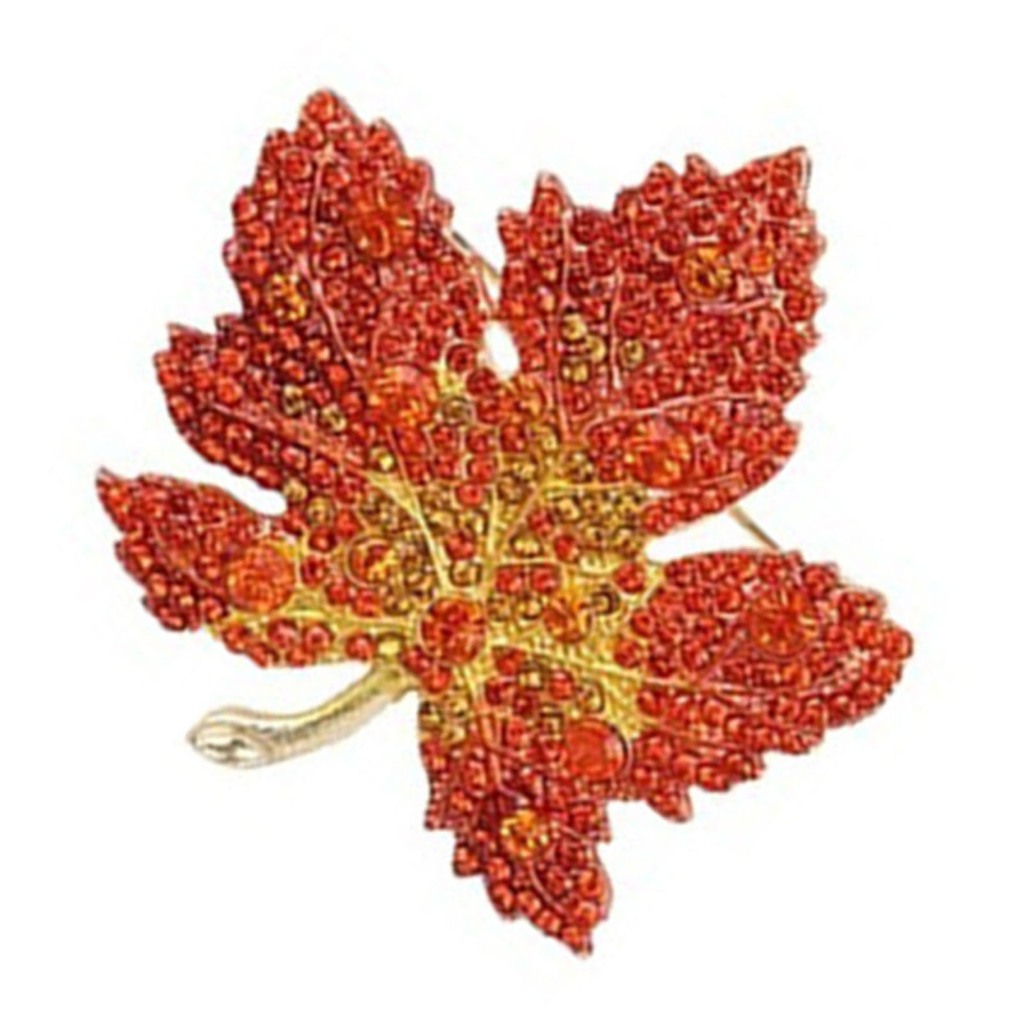 Ghim Cài Áo Hình Lá Phong Đính Đá Nhân Tạo Thời Trang Cho Nữ