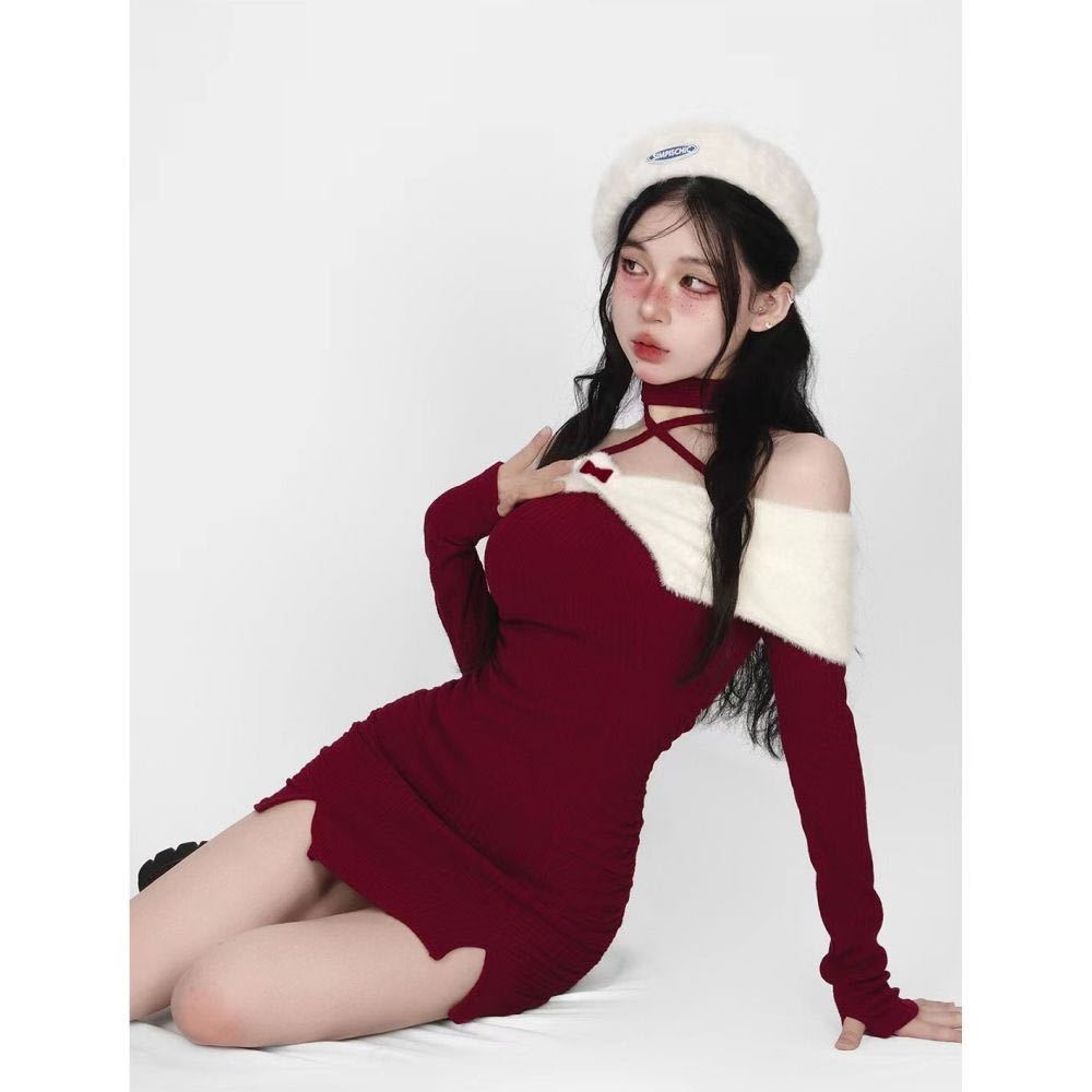 JN Studio Chic váy nữ Đầm Body Cho thời váy Casual Hàn Phong Trendy INS Christmas WLQ23B0JWL 45Z231111