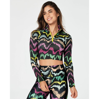 Mới áo crop top tay dài màu đen zumba 0458