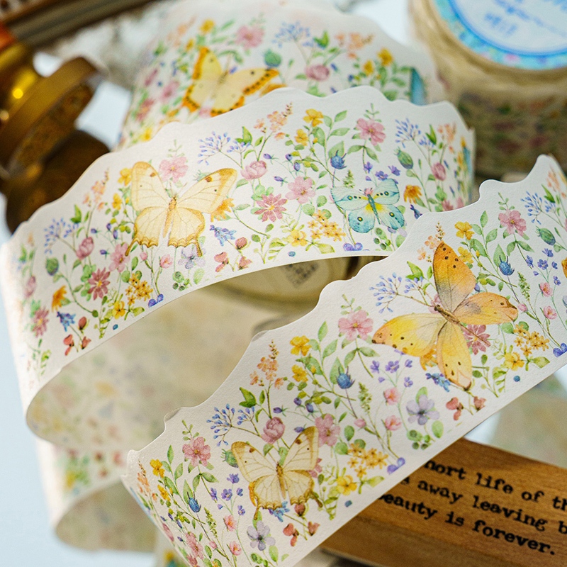 Mr. Paper 200cm/cuộn Washi băng Ins style Bướm hoa Bất thường Cắt đăng ten Sáng tạo tài khoản Nguyên liệu ghép đôi goolka DIY cup Tấm thiệp điện tử Trang trí băng
